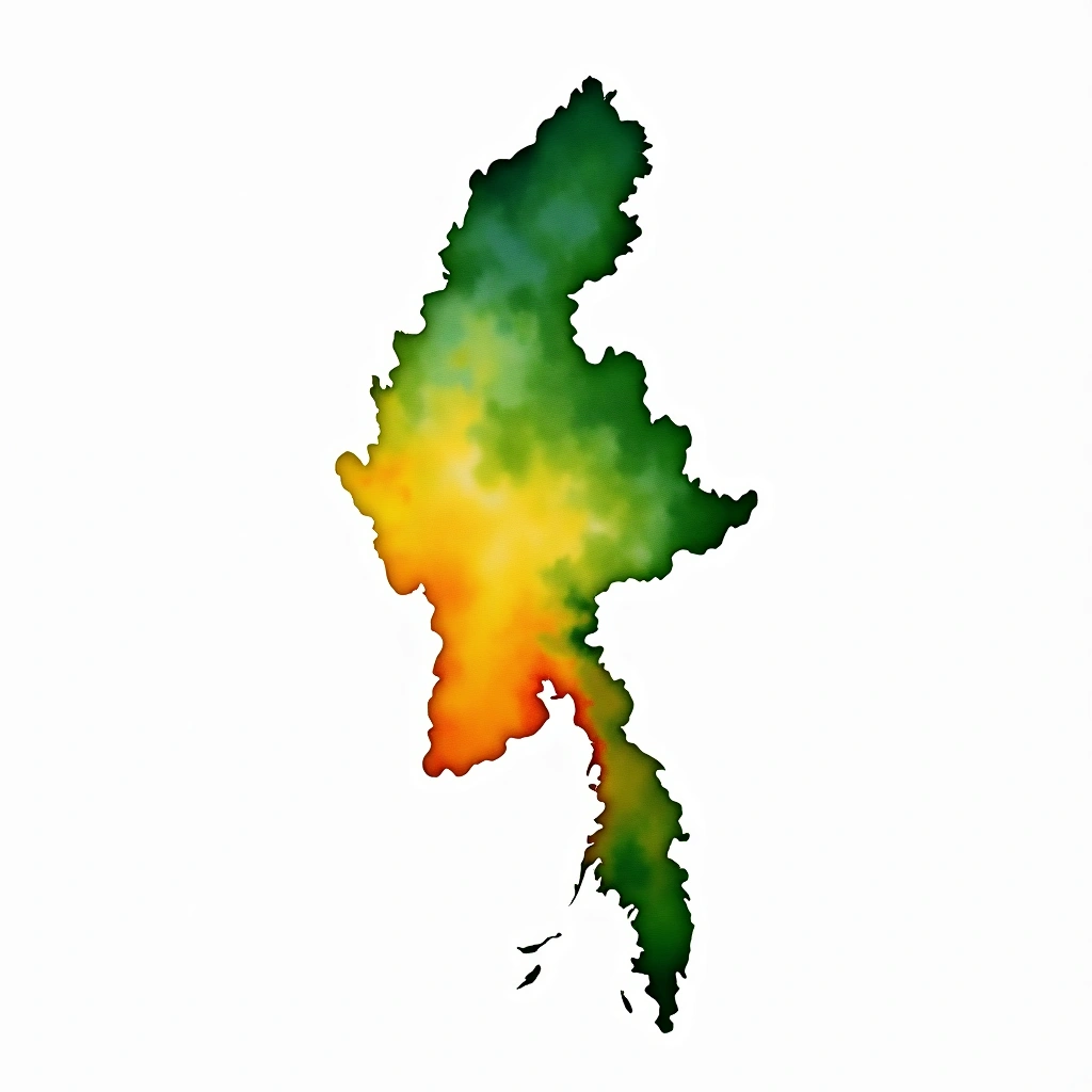 Myanmar tea culture — watercolor illustration