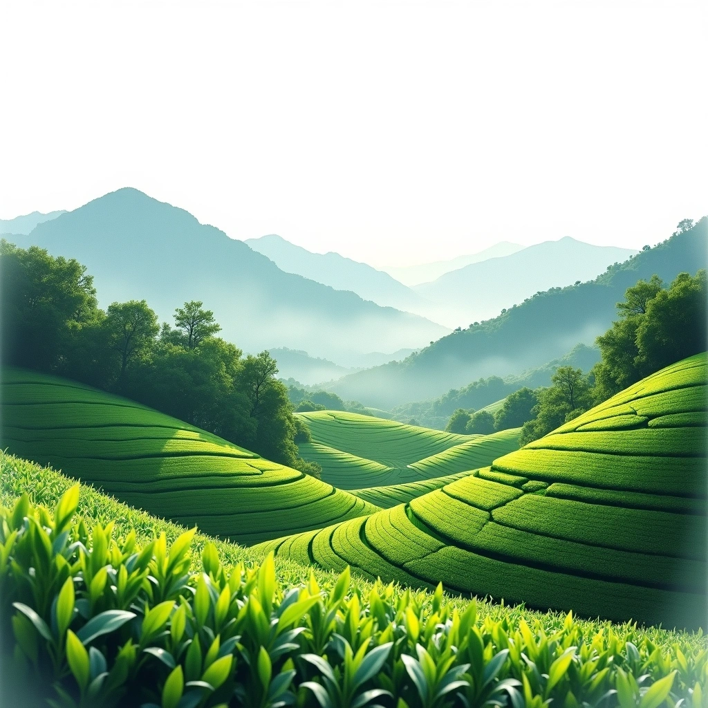 Rize tea growing region — watercolor illustration