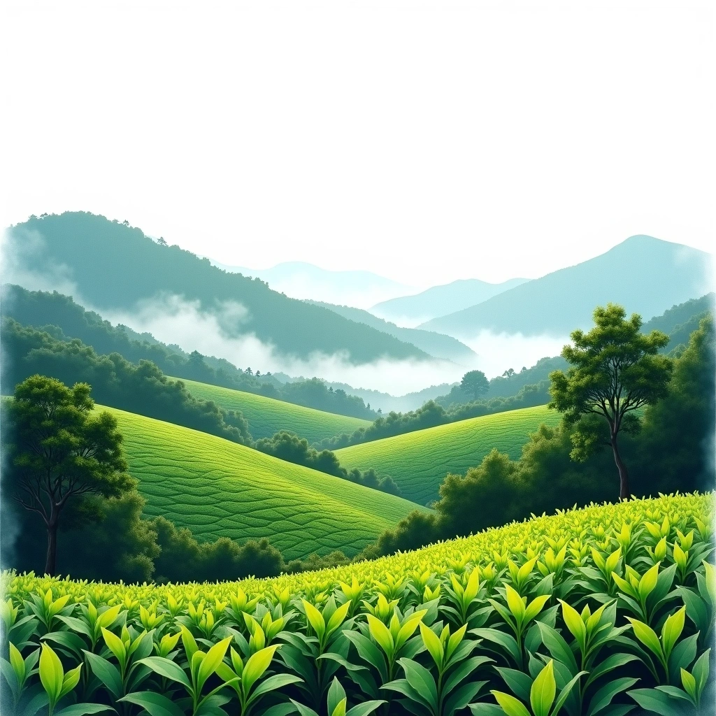 Uva tea growing region — watercolor illustration