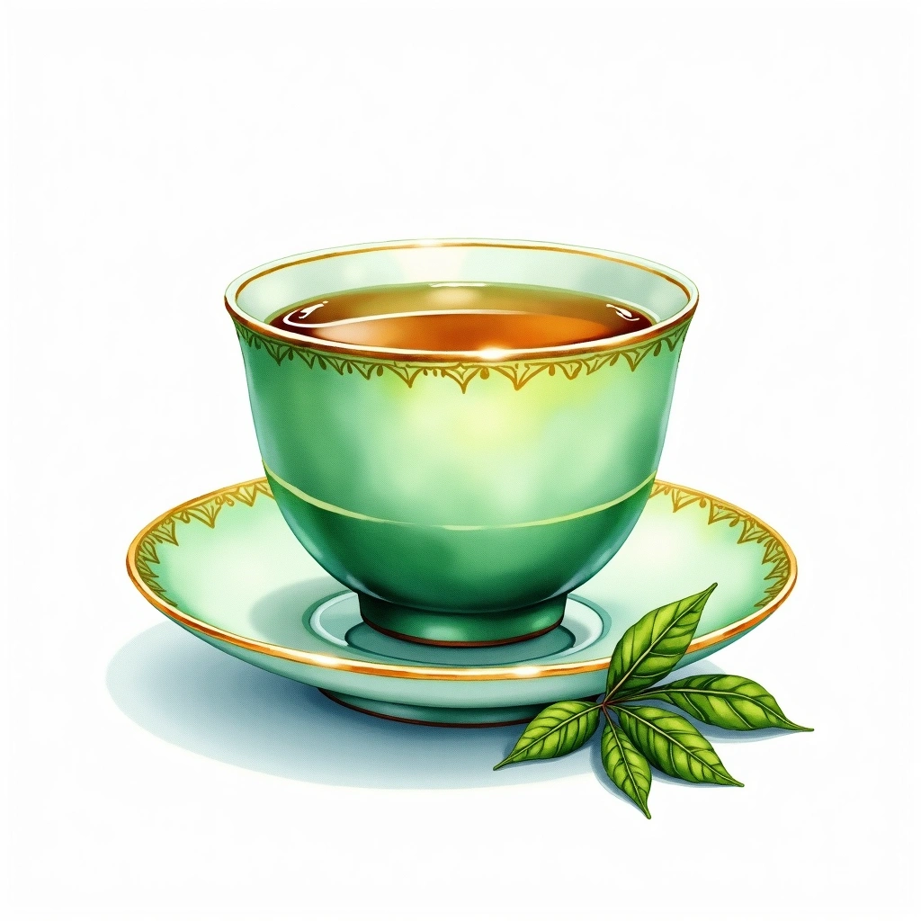 Bi Luo Chun green tea tea — watercolor illustration