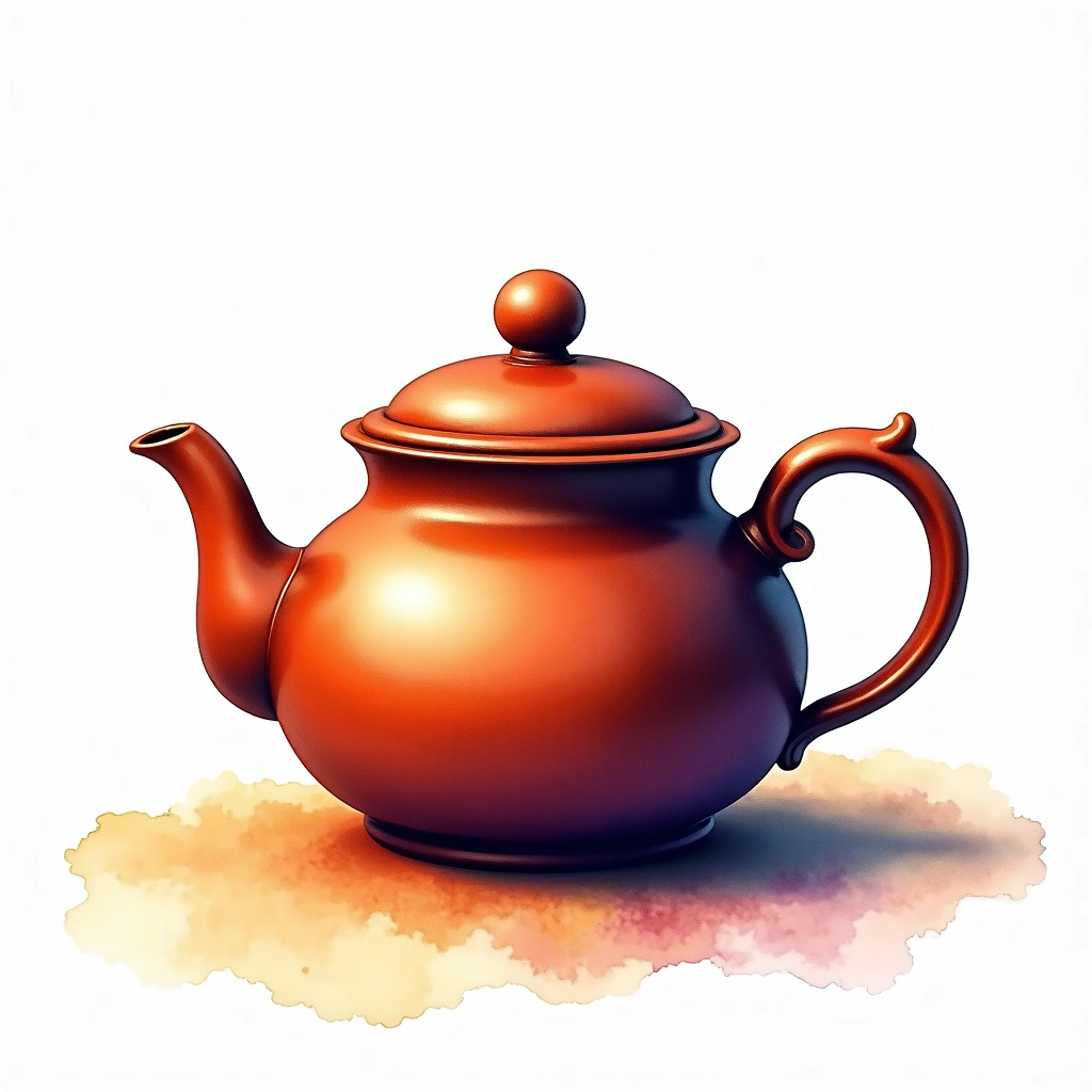 Cast Iron Teapot teaware — watercolor illustration