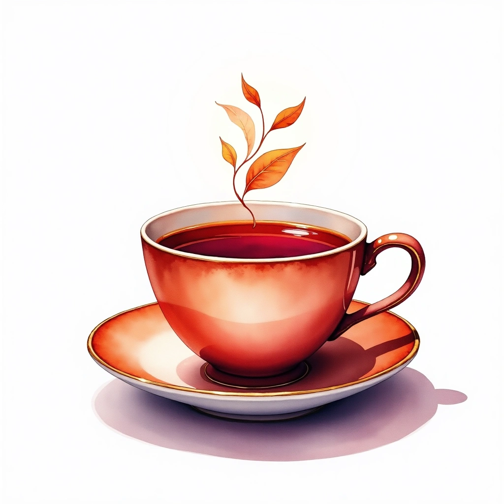 Black Tea tea — watercolor illustration