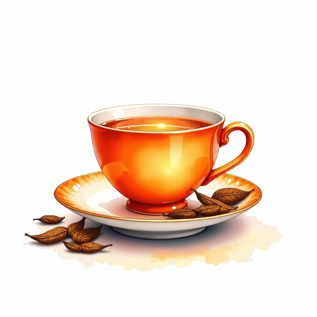 Ceylon black tea tea — watercolor illustration