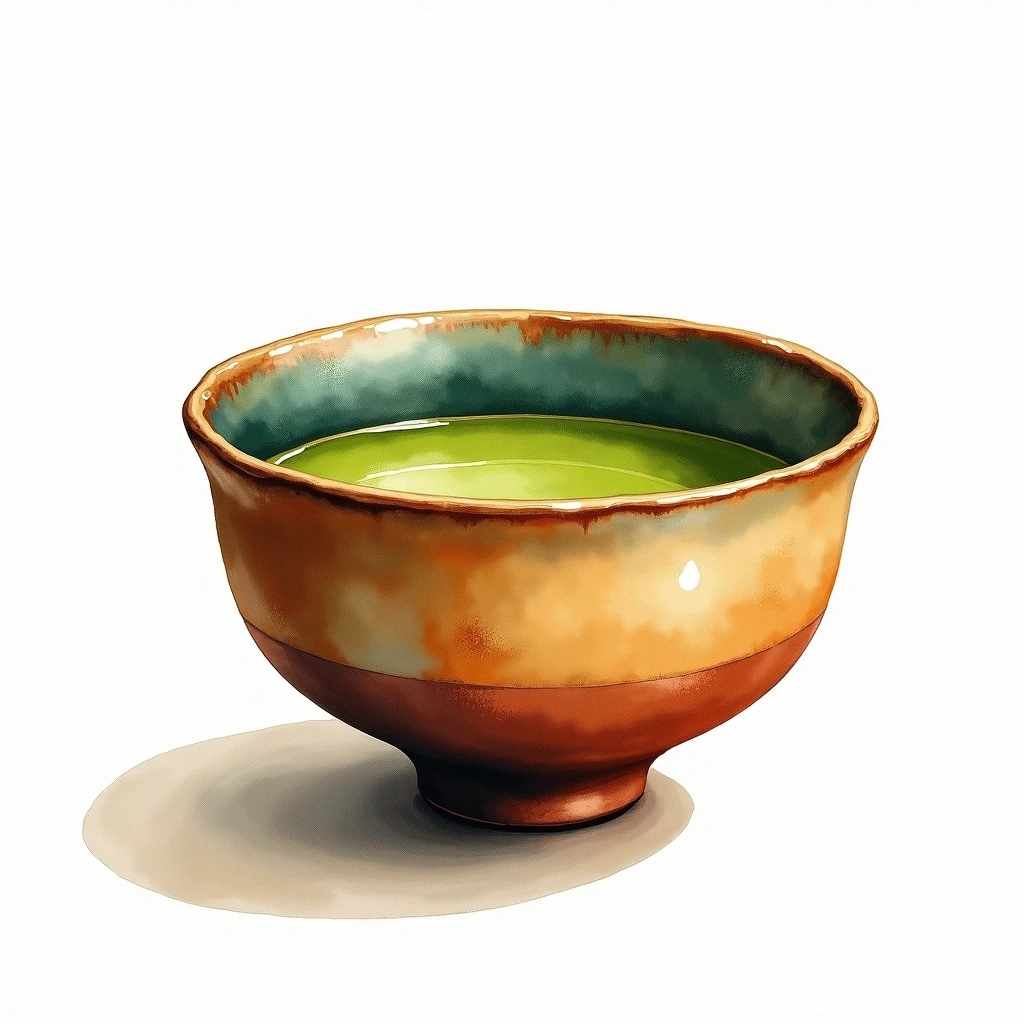 Chawan (Tea Bowl) teaware — watercolor illustration