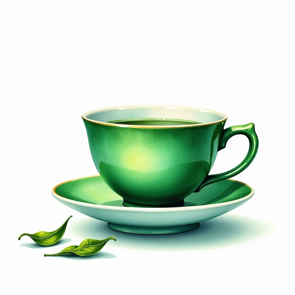 Chun Mee green tea tea — watercolor illustration