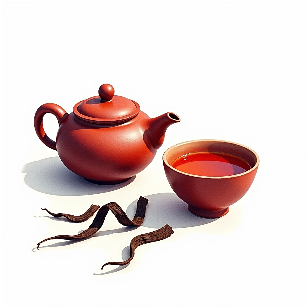 Da Hong Pao (Big Red Robe) oolong tea tea — watercolor illustration
