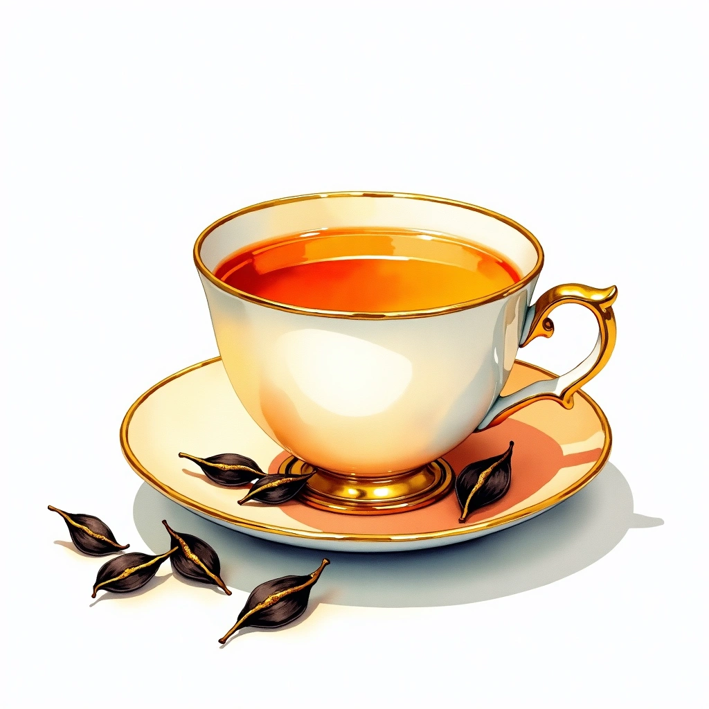 Darjeeling black tea tea — watercolor illustration