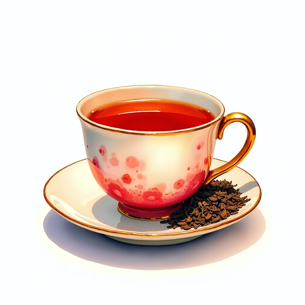 Dianhong (Yunnan Gold) black tea tea — watercolor illustration