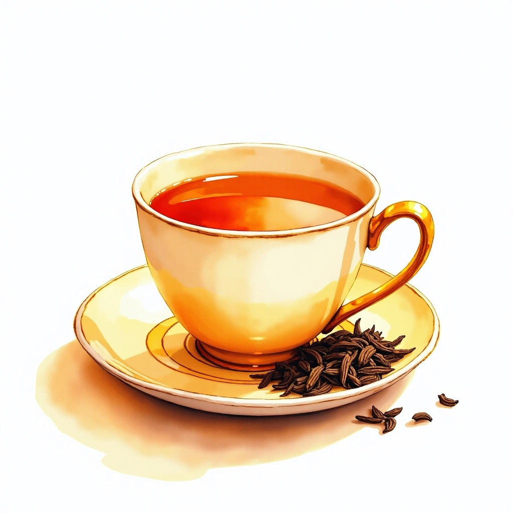 Earl Grey black tea tea — watercolor illustration