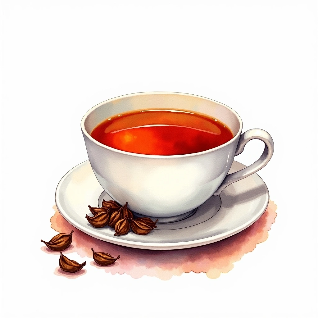 English Breakfast black tea tea — watercolor illustration