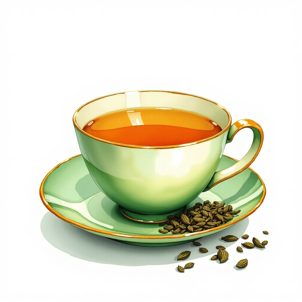 Genmaicha green tea tea — watercolor illustration