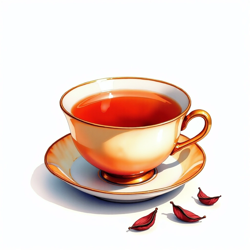 Golden Monkey (Jin Hou) black tea tea — watercolor illustration