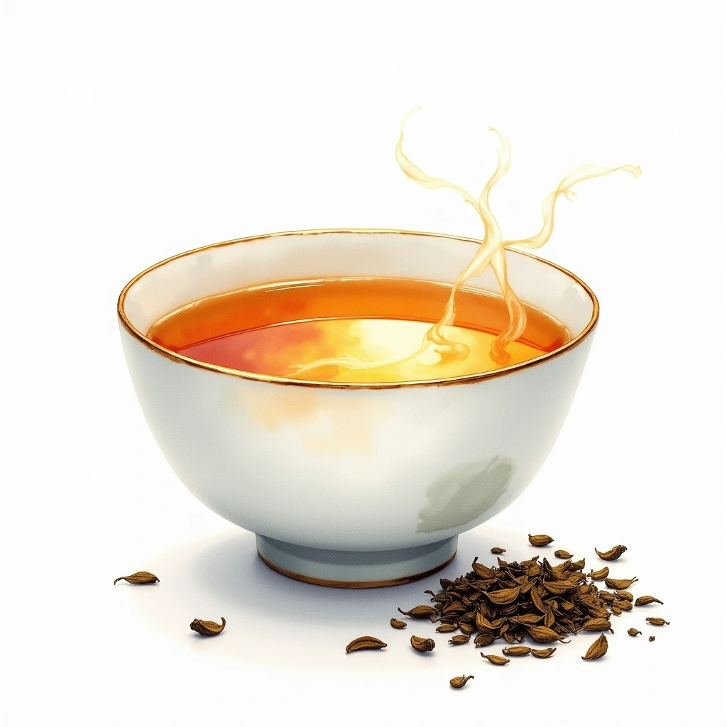 Gong Mei white tea tea — watercolor illustration