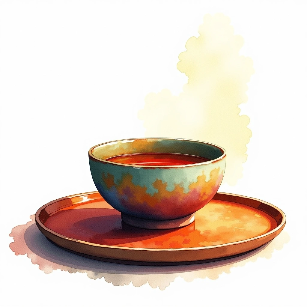 Gongfu Tea Tray teaware — watercolor illustration