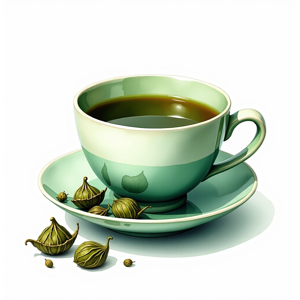 Gunpowder green tea tea — watercolor illustration