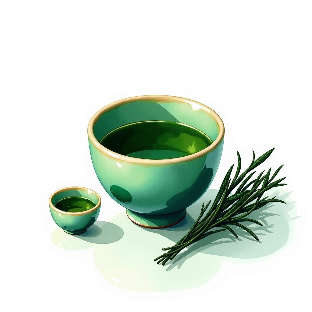 Gyokuro green tea tea — watercolor illustration