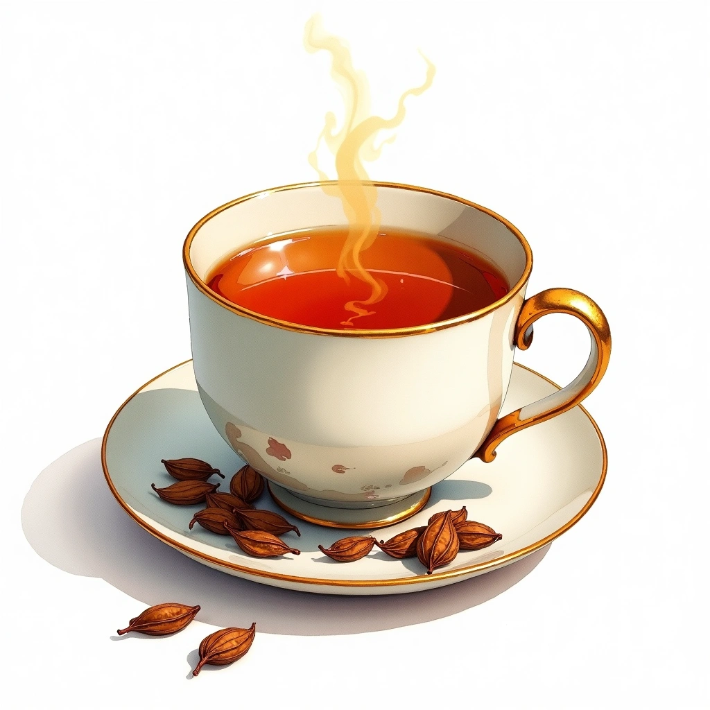 Hojicha green tea tea — watercolor illustration