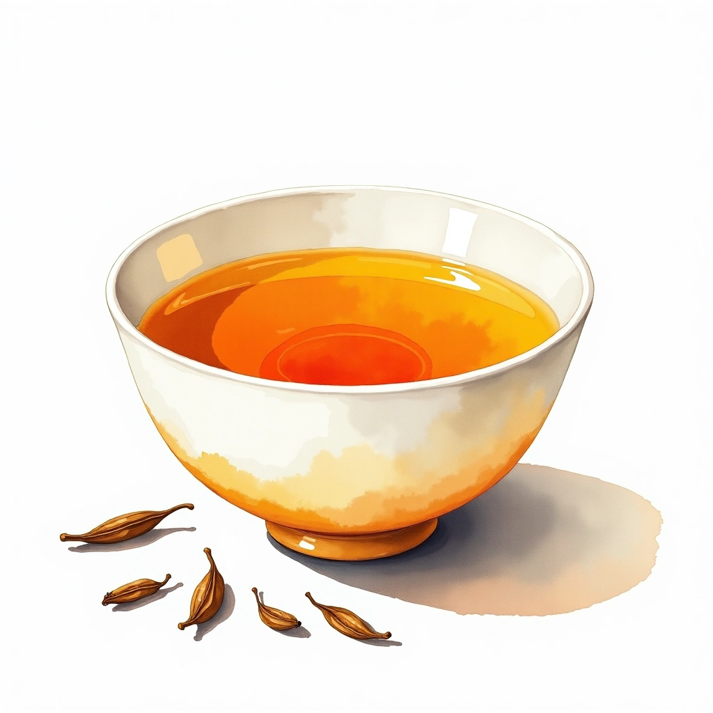 Huoshan Huangya yellow tea tea — watercolor illustration