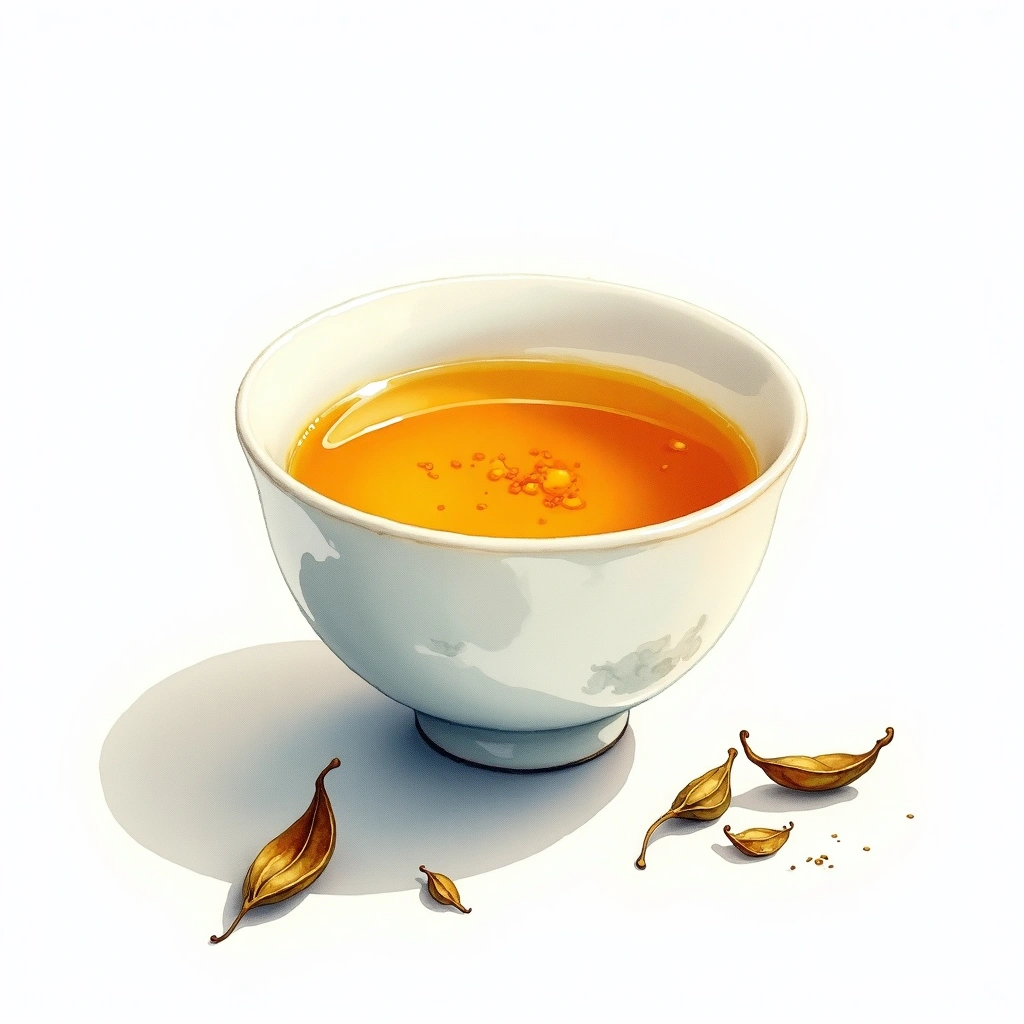 Junshan Yinzhen yellow tea tea — watercolor illustration