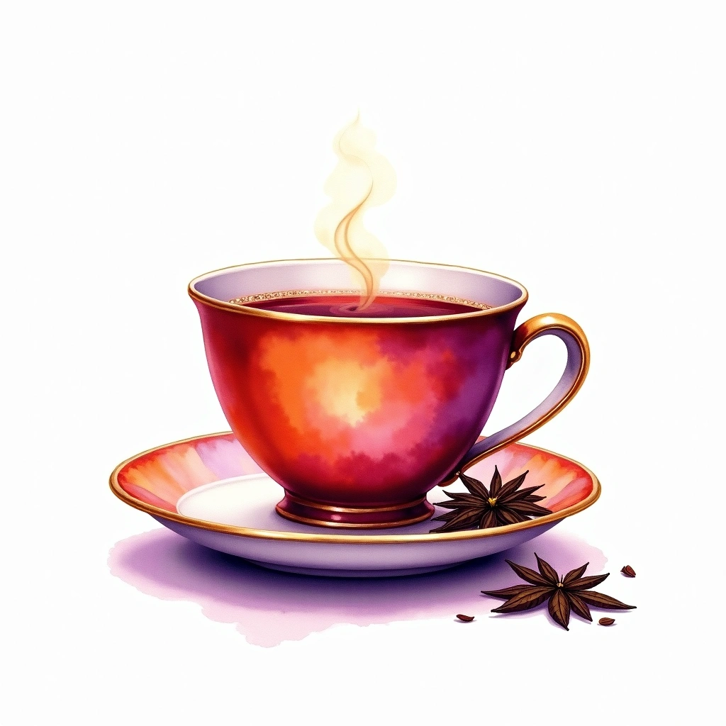 Kenyan Purple Tea black tea tea — watercolor illustration