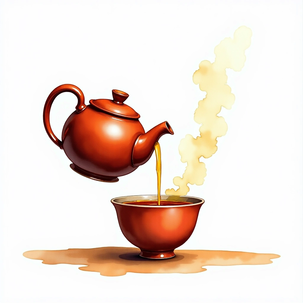 Kyusu teaware — watercolor illustration