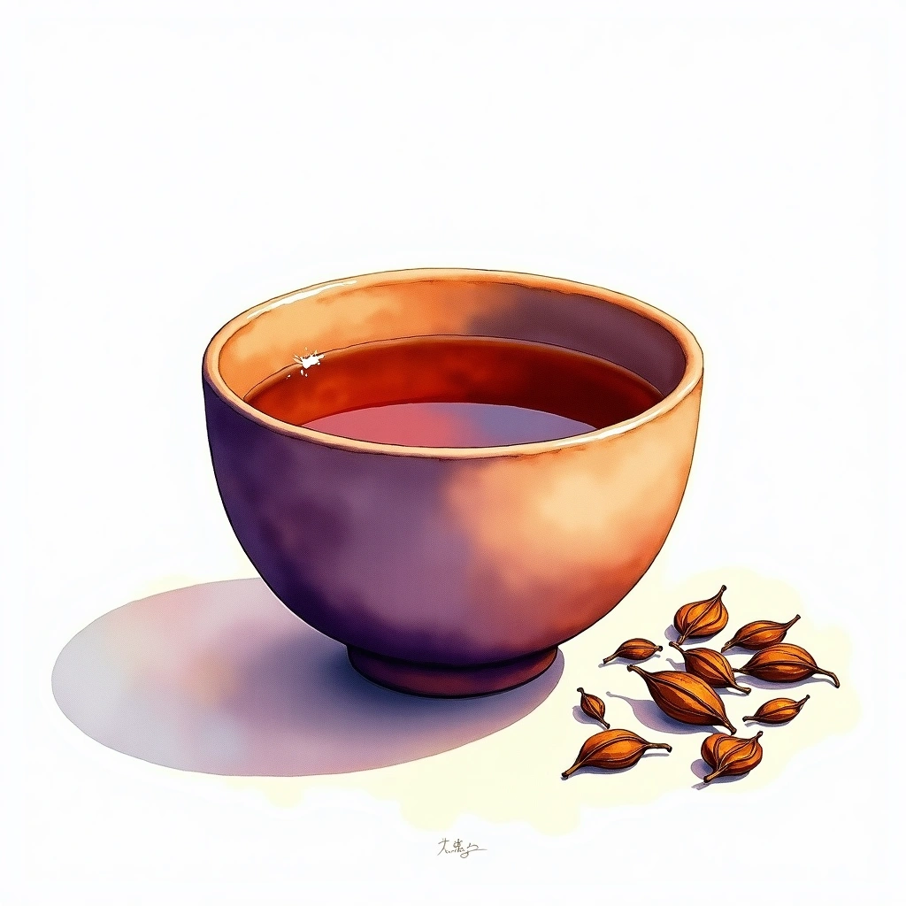 Liu An (Basket Tea) dark tea tea — watercolor illustration