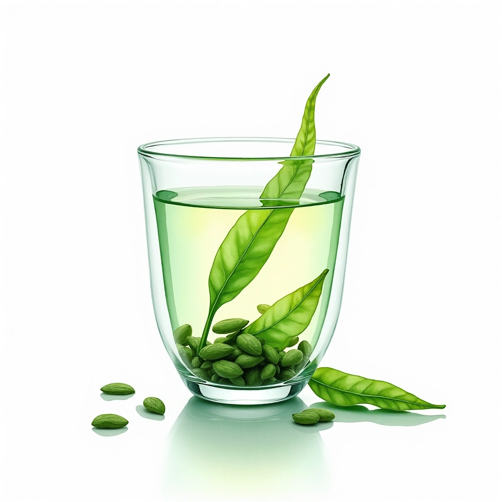 Longjing (Dragon Well) green tea tea — watercolor illustration