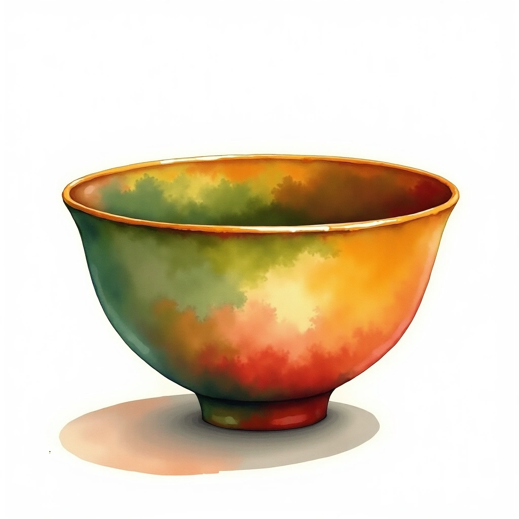 Matcha Bowl (Wide Chawan) teaware — watercolor illustration