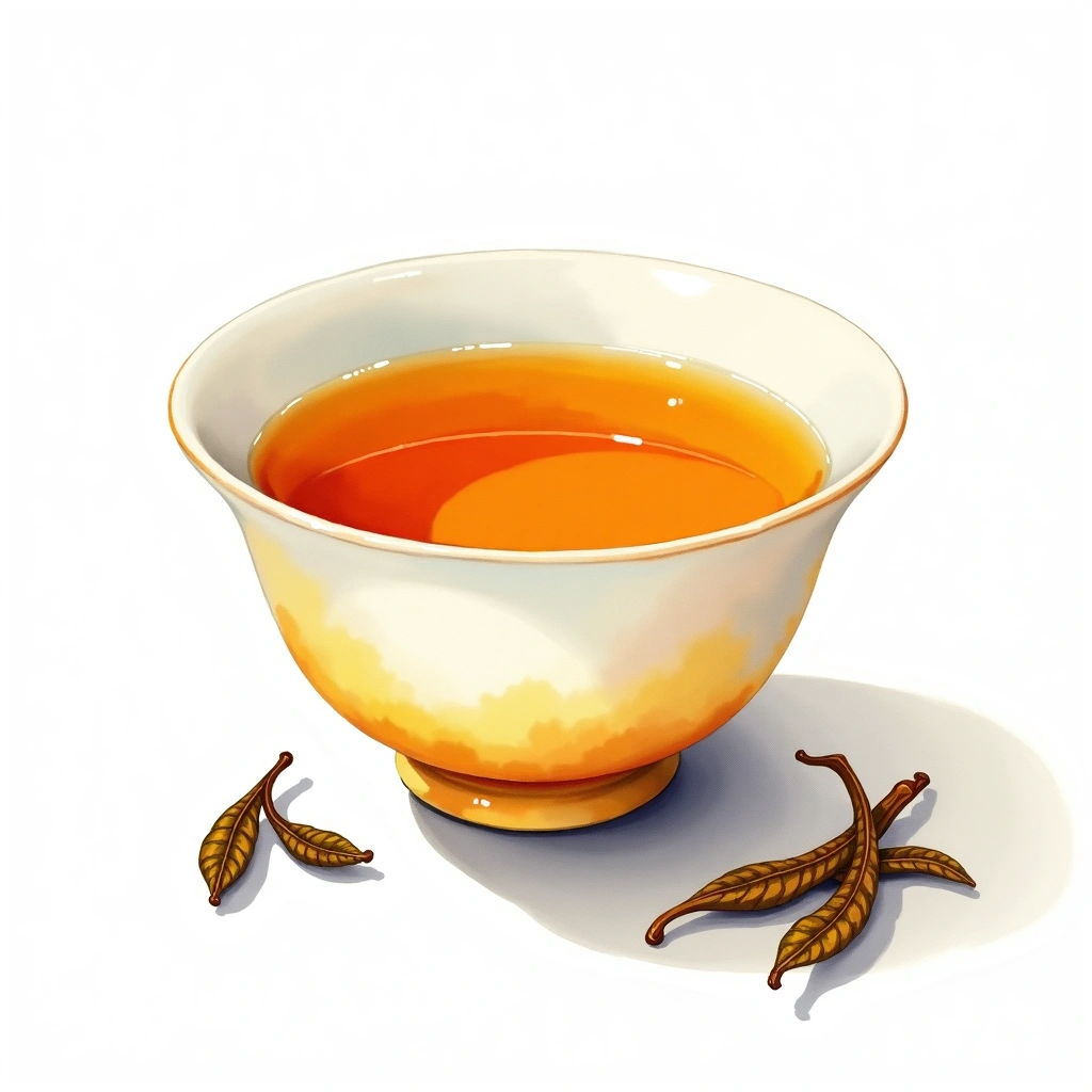 Meng Ding Huangya yellow tea tea — watercolor illustration