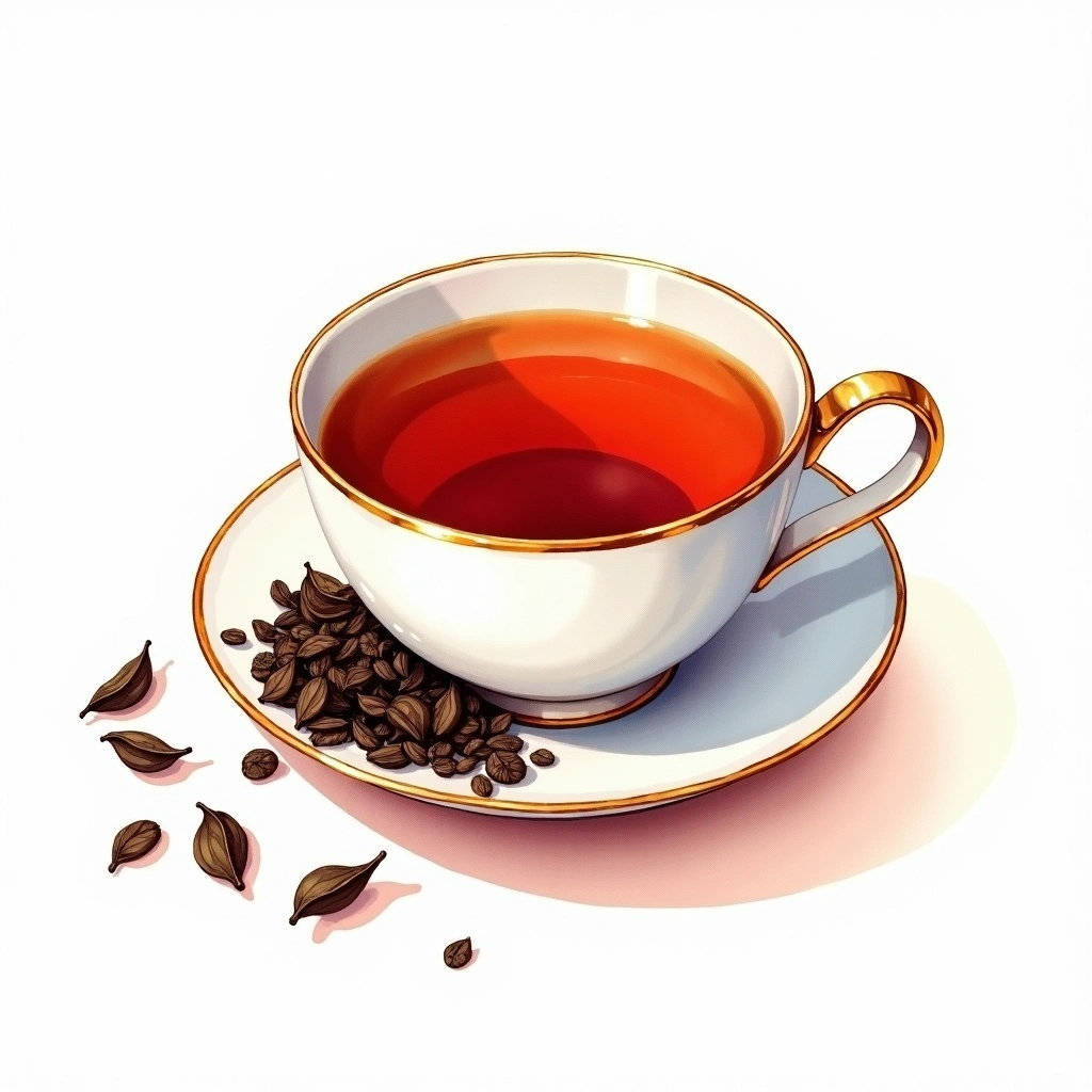 Rwandan Black Tea black tea tea — watercolor illustration