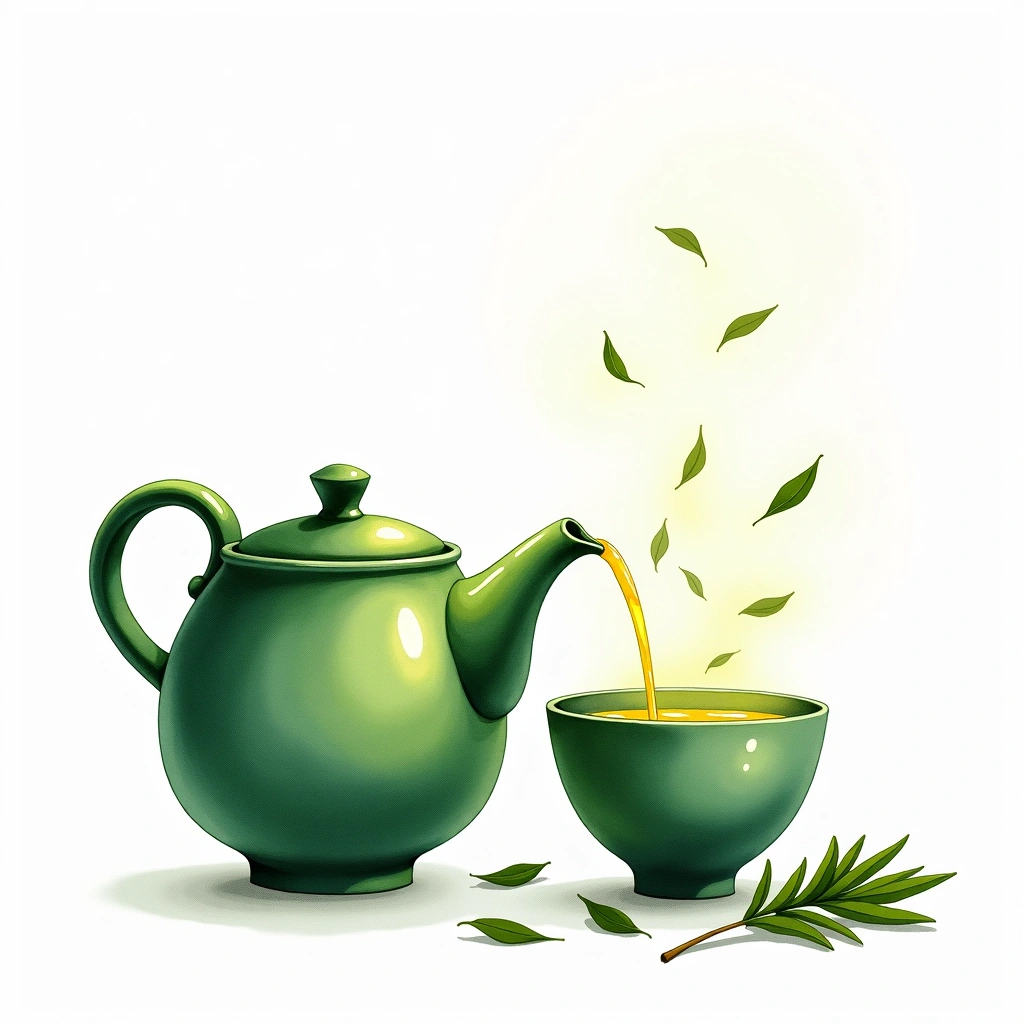 Sencha green tea tea — watercolor illustration