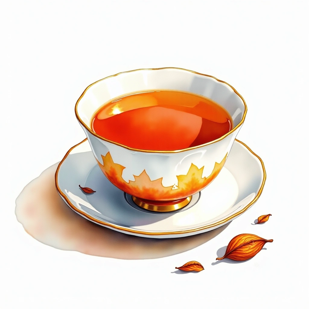 Shou Mei white tea tea — watercolor illustration