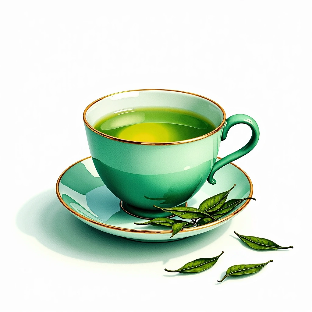 Taiping Houkui green tea tea — watercolor illustration