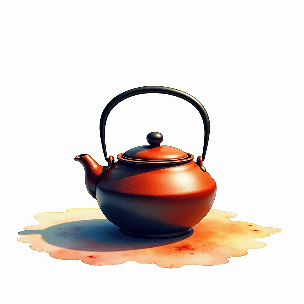 Tetsubin teaware — watercolor illustration