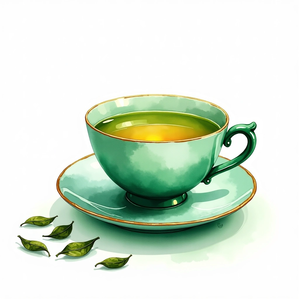 Xinyang Maojian green tea tea — watercolor illustration